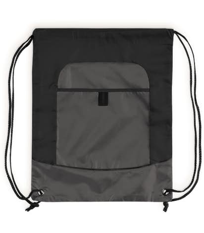 Port Authority Pocket Drawstring Bag - Black / Deep Smoke