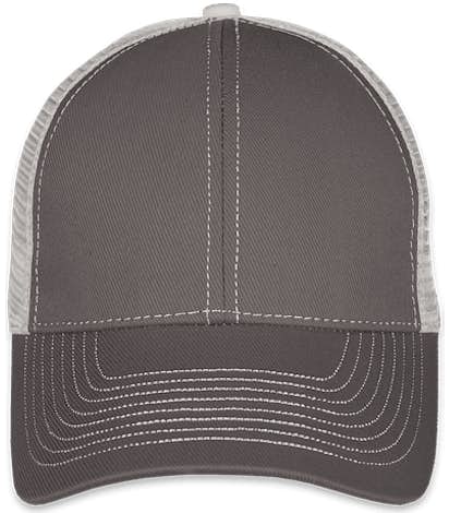 Mega Cap Contrast Stitch Trucker Hat - Dark Grey / Grey