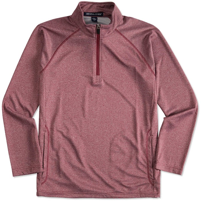 Devon & Jones Heather Quarter Zip Performance Pullover