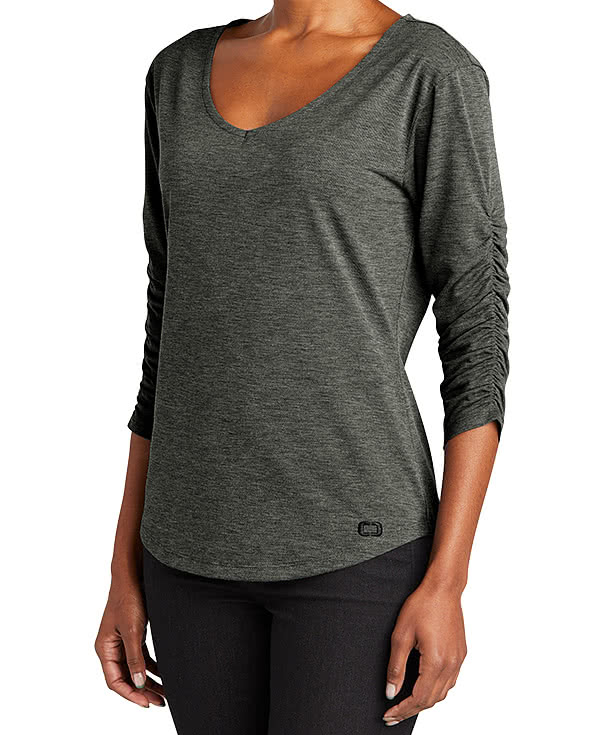 Custom OGIO Women's Evolution Cinched Sleeve Performance Blend Shirt