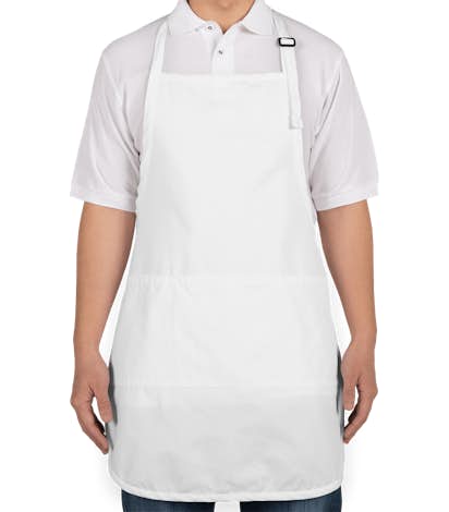 Stain Release Full Length Apron - Embroidered - White