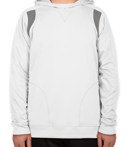 Team 365 Contrast Performance Pullover Hoodie - White / Sport Graphite