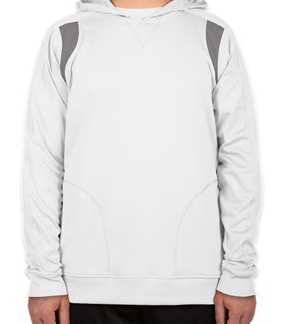 Team 365 Contrast Performance Pullover Hoodie - White / Sport Graphite