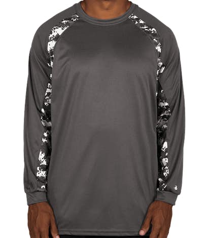 Badger Digital Camo Long Sleeve Performance Shirt - Graphite / White