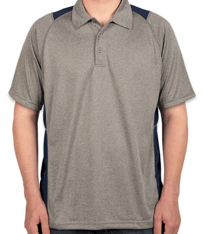 Sport-Tek Contrast Performance Polo - Vintage Heather / True Navy