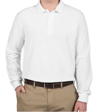 Canada - Gildan Dryblend Double Pique Long Sleeve Polo - White
