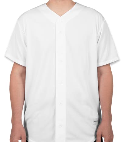 Sport-Tek Tough Mesh Full Button Baseball Jersey - White