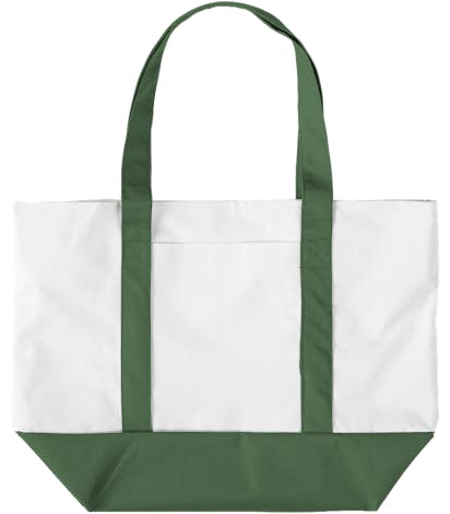 Large Poly Zippered Boat Tote - White / Forest