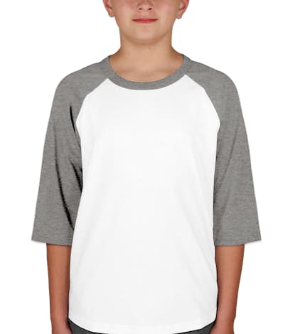 Sport-Tek Youth Baseball Raglan - White / Heather Grey