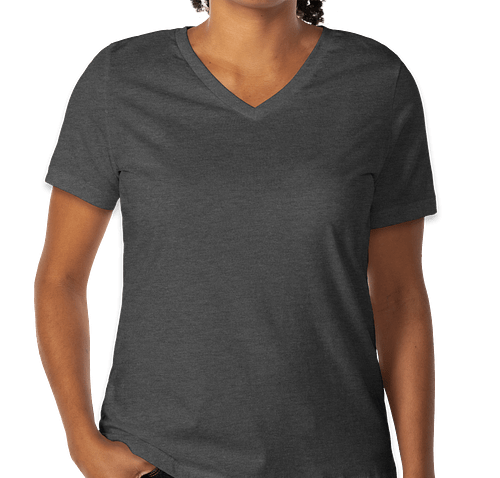 Bella + Canvas Women's V-Neck T-shirt - Color: Dark Grey Heather