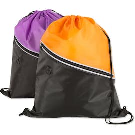 Contrast Zipper Drawstring Bag