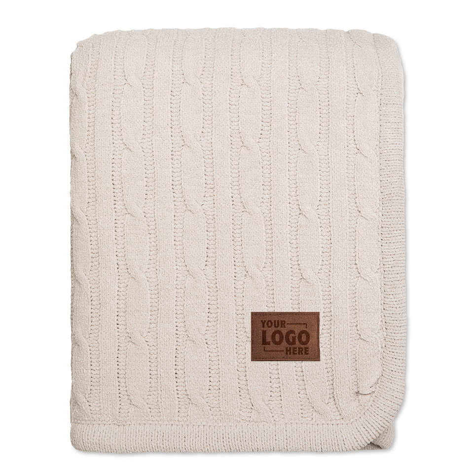 Custom Debossed Kanata Cable Knit Lambswool Blanket Design Blankets