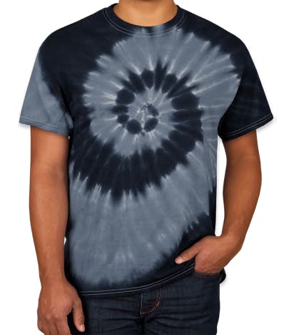 Dyenomite 100% Cotton Two-Tone Spiral Tie-Dye T-shirt - Black