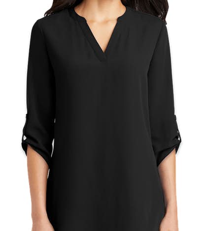 Port Authority Women's 3/4 Sleeve Tunic Blouse - Black