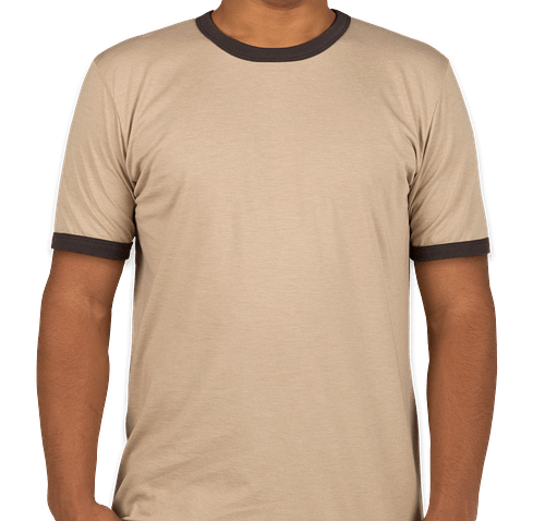 Bella + Canvas Ringer T-shirt - Color: Heather Tan / Brown