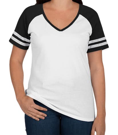 District Women's Game Time V-Neck T-shirt - White / Black