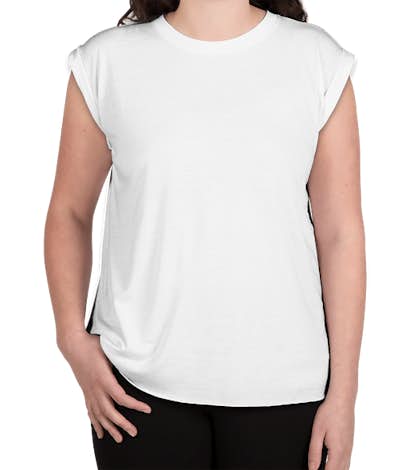 Bella + Canvas Women's Flowy Rolled Cuff T-shirt - White
