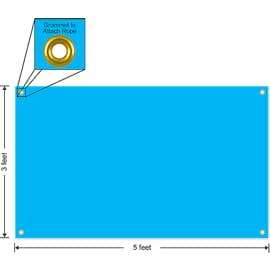 Full Color 5' x 3' Vinyl Banner - Color: Columbia Blue