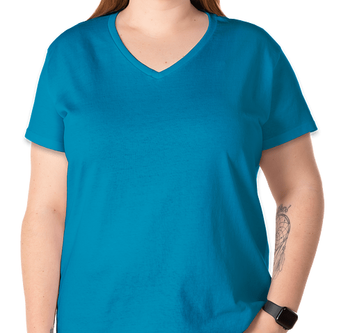 Gildan Women's 100% Cotton V-Neck T-shirt - Color: Sapphire