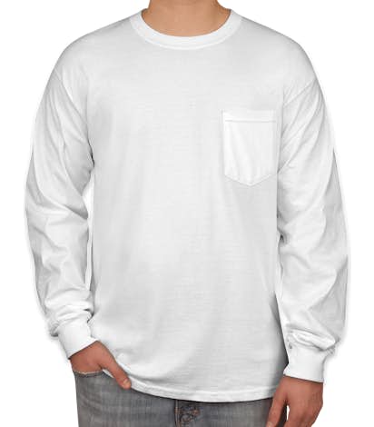 Canada - Gildan Ultra Cotton Long Sleeve Pocket T-shirt - White