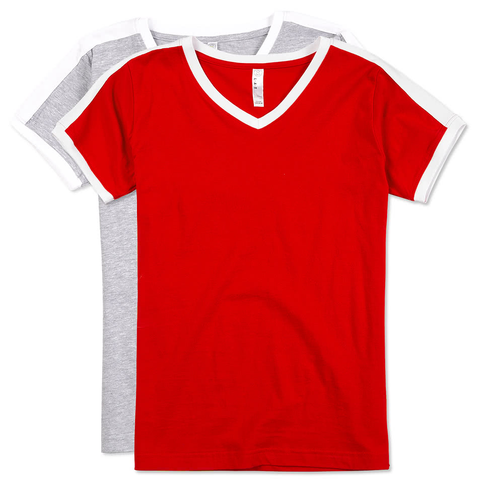 Custom LAT Women's Retro Ringer VNeck Tshirt Design Women's Short