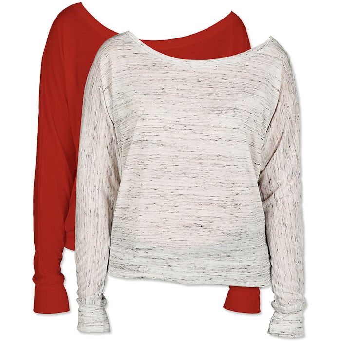 Bella + Canvas Women's Flowy Long Sleeve Off Shoulder T-shirt