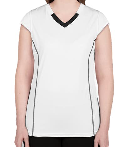 Augusta Women's Contrast V-Neck Volleyball Jersey - White / Black