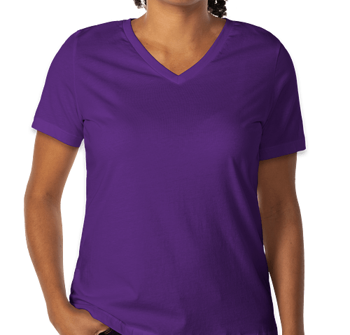 Bella + Canvas Women's V-Neck T-shirt - Color: Team Purple
