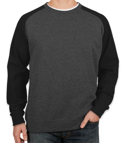 Independent Trading Heather Raglan Crewneck Sweatshirt - Charcoal Heather / Black