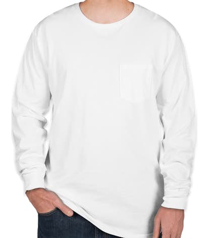 Port & Company Pigment Dyed Long Sleeve Pocket T-shirt - White