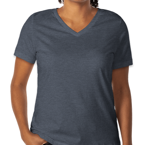 Bella + Canvas Women's V-Neck T-shirt - Color: Heather Navy