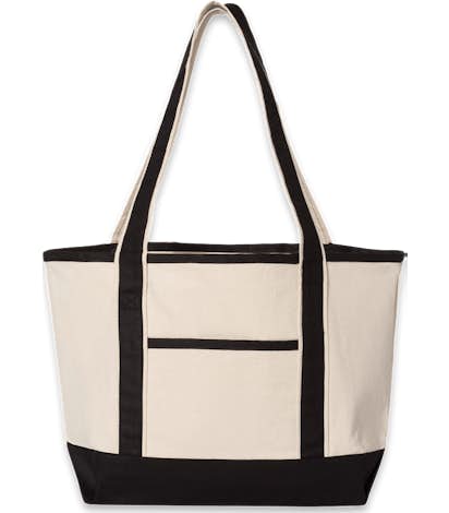 Custom Medium Premium Cotton Boat Tote Screen Printed Design Medium Premium Cotton Boat Tote Screen Printed Natural Black