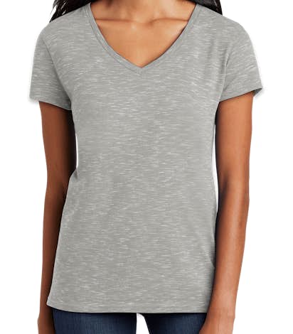 district neck melange shirt sleeve short
