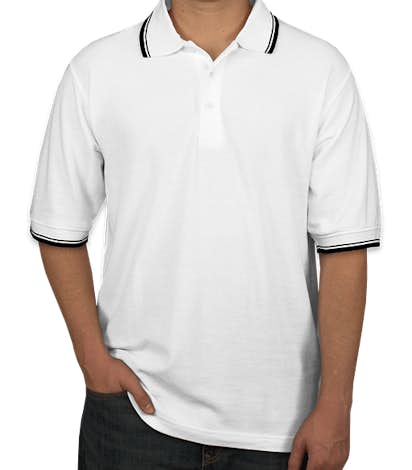 Ultra Club Lightweight Polo w/ Tipped Collar - White / Black