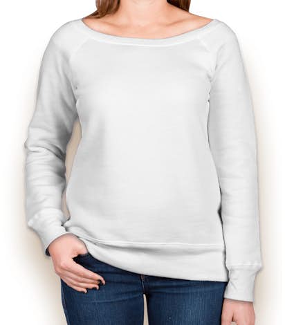 Bella + Canvas Juniors Tri-Blend Wideneck Sweatshirt - Solid White Triblend