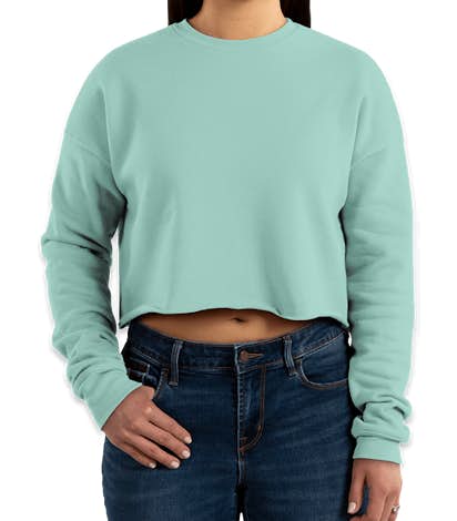 Bella + Canvas Women's Drop Shoulder Cropped Crewneck Sweatshirt - Dusty Blue