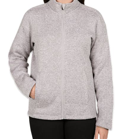 Devon & Jones Women's Full Zip Sweater Fleece Jacket - Grey Heather