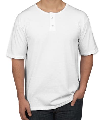 Augusta 2-Button Baseball Henley - White