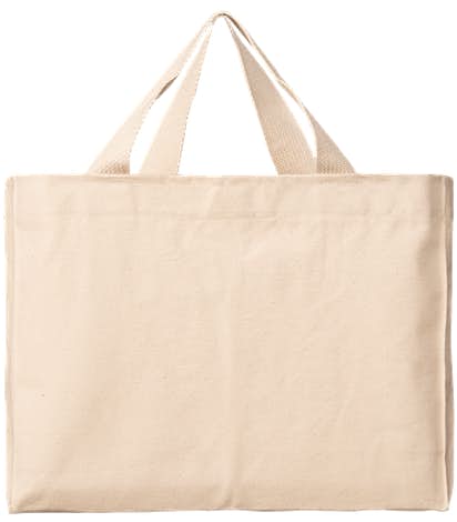 Bayside USA-Made Medium Gusseted 100% Cotton Canvas Tote - Natural