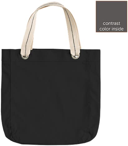 Port Authority Garment Washed Cotton Canvas Contrast Tote - Black