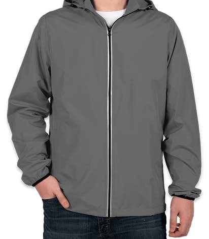 Charles River Pack-N-Go Hooded Packable Full Zip Jacket - Grey