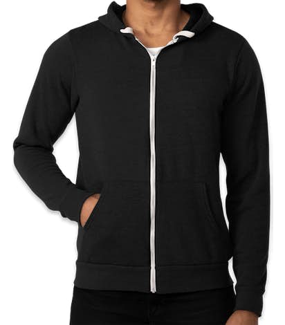 Bella + Canvas Tri-Blend Zip Hoodie - Solid Black Tri-blend
