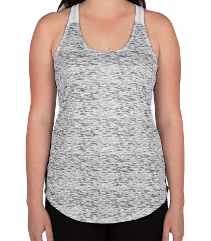 Holloway Women's Space Dye Racerback Tank - Silver / White