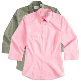 Van Heusen Women's 3/4 Sleeve Baby Twill Dress Shirt