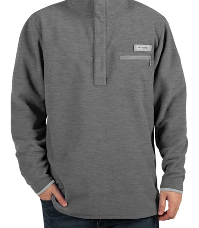 Columbia Harborside Quarter Zip Snap Fleece Pullover - Cool Grey Heather