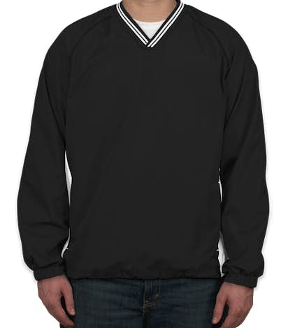 Sport-Tek Tipped V-Neck Windshirt - Black / White
