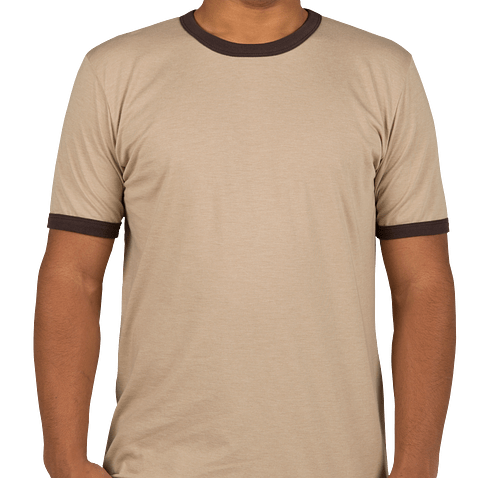 Bella + Canvas Ringer T-shirt - Color: Heather Brown / Brown