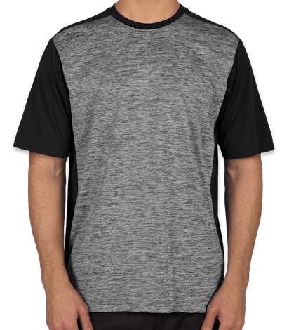 Sport-Tek Electric Heather Colorblock Performance Shirt - Black Electric / Black