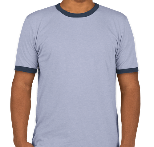 Bella + Canvas Ringer T-shirt - Color: Heather Blue / Navy