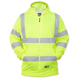 Berne Hi-Vis Class 3 Lined Full-Zip Hooded Sweatshirt